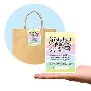 Imagem de Tag Cartão de Agradecimento  Pacote com 100 Peças  Tam. 7,5 x 10,5 cm 