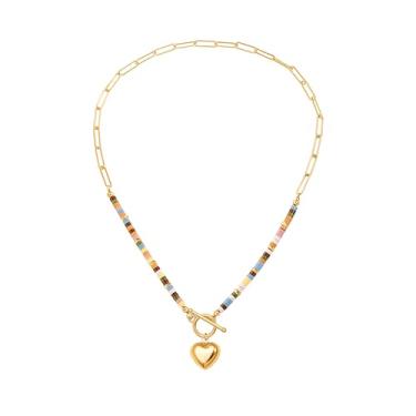 Imagem de Colar de corrente de ouro 18k feminino, colar com pingente de pérola barroco/bússola, Banhado a ouro, Sem Pedra Preciosa