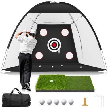 Imagem de Rede de Golfe MUVPOH 10x7 Pés com Tapete e Bolas - Ideal para Quintal