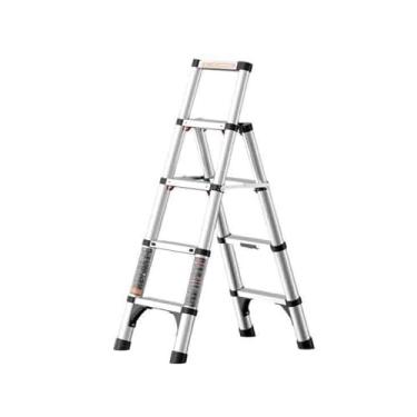 Imagem de Escada dobrável Escada de liga de alumínio Escada telescópica dobrável doméstica Escada de escalada multifuncional interna Elevador de espessamento Escadas pequenas Banco de degrau dobrável(Silver)