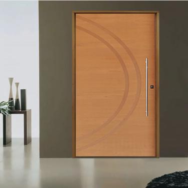 Imagem de Kit Porta de Madeira Pivotante 210x140cm Batente 14cm Fechadura 803 Rolete Externa Conc...