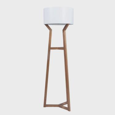 Imagem de Luminária de Piso Texas com Madeira Maciça e Mdf Natural/Branco