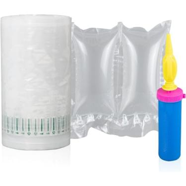 Imagem de LOCKED AIR Almofadas De Ar Para Transporte, 200 Unidades Bolsas Infláveis (3,94" X 7,88", 60 Μm) Com Bomba, Filme Almofada Reciclável Embalagem, Enchimento Caixa Mudança, Modelador Bolsa, Alternativ