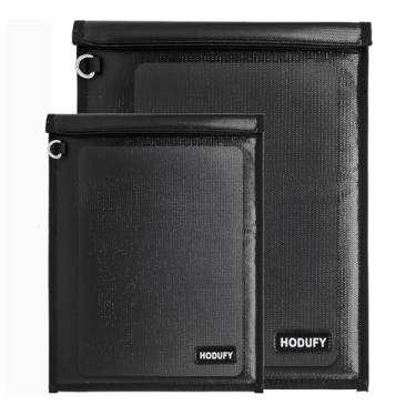 Imagem de Bolsa Faraday para laptops e tablets – Pacote com 2 compartimentos de 50,8 x 38 cm e 38 x 25,4 cm, protetor de chaveiro Faraday, bloqueador de sinal de chaveiro à prova de fogo e à prova d'água, bolsa RFID para chaveiro (preto)
