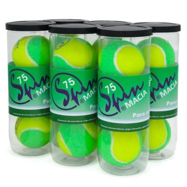 Imagem de Bola de Tênis Spin 75 Pack com 6 Tubos Amarela e Verde