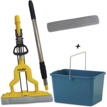 Imagem de Rodo Mágico Dobrável Mop Limpador Vonder Com Balde E 1 Refil - Vendass
