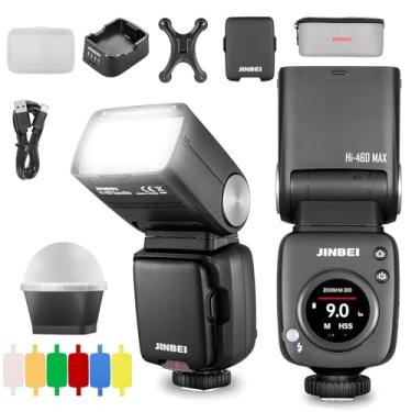 Imagem de JINBEI HI-460Max(S) Sistema flash sem fio GN48 sincronização de alta velocidade flash 1/8000s flash compatível com câmera Sony com tela sensível ao toque 7,4 V/2000 mAh câmera portátil Speedlite