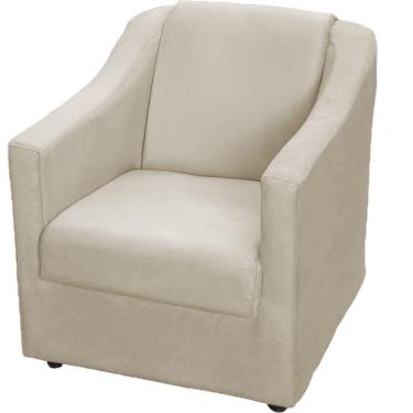 Imagem de Poltrona Decorativa Mila Pé De Plástico Cromado - Bege Suede