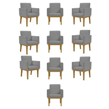 Imagem de Kit 10 Cadeiras Escritório Reforçadas Luxo Linho Grafite