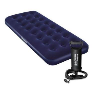 Imagem de Colchão Inflável Solteiro Camping Praia Multiuso+Bomba De Ar - Comfort