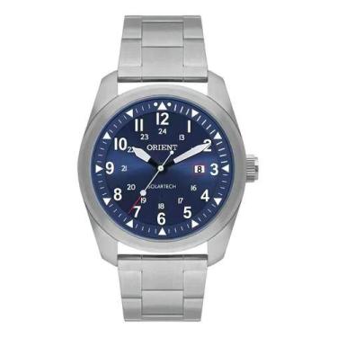 Imagem de Relógio Prata Masculino Orient Solartech Mbss1447 Cor Do Bisel Azul Co
