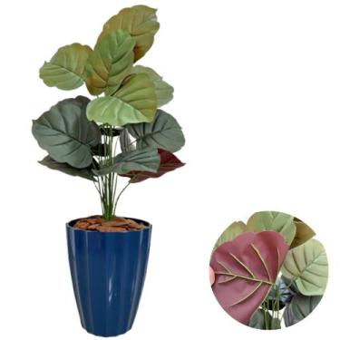 Imagem de Planta Artificial Caladium Com Vaso Facetado Decoração Sala - PlantaIm