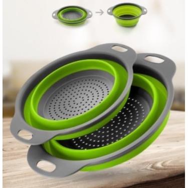 Imagem de KIT 2 Escorredores de Macarrão e Alimentos de Silicone Multiuso Retrátil