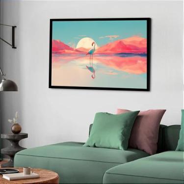 Imagem de Quadro Decorativo Flamingo Montanhas - 50x70cm - Quadros On-line, Mold
