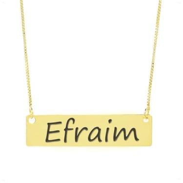 Imagem de Colar Nome Personalizado Chapinha Gravação Efraim Banhado Ouro 18K - 999004023