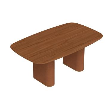 Imagem de Mesa de Jantar Retangular com Tampo de MDF Off White Lintz Caramelo e Canela 184 cm