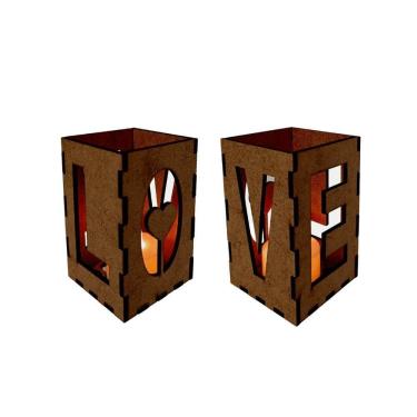 Imagem de Castiçal Love Com Vela Eletrônica - Marrom