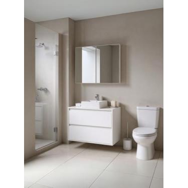 Imagem de Gabinete para Banheiro com Cuba e Armario 80cm Mdf Branco Dubai - On M