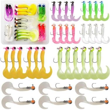 Imagem de Kit de gancho de cabeça de plástico macio, 17 peças/110 peças de iscas de minhoca para pesca de água salgada e doce, truta (17 peças (2 pacotes))