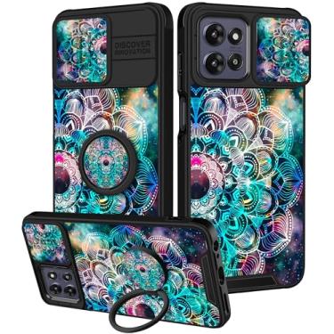 Imagem de Funermei Capa para Moto G Power 5G 2025, para Moto G Play 2025 - Capa de telefone feminina linda flor azul com capa de câmera e suporte de anel Funda para Motorola G Power 5G 2025/G Paly 2025