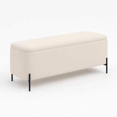 Imagem de Puff Baú Bella 140cm Pés Alumínio Bouclé Off White - sallar home