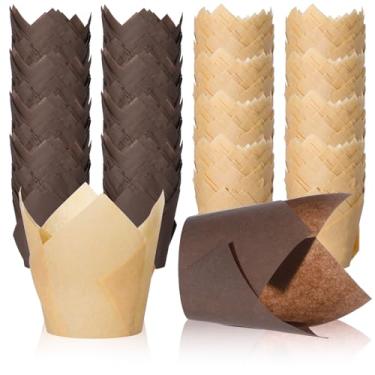 Imagem de 600 peças de forros de tulipa para cupcake, copos de panificação, forros de cupcake, envoltórios de tulipas à prova de gordura para festa, casamento, aniversário, chás de bebê (estilo simples)
