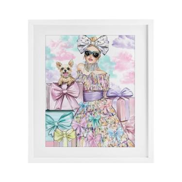 Imagem de Stupell Industries Impressão emoldurada branca feminina e filhote de cachorro com design sob vidro de Jess Stempel, 53 x 43 cm