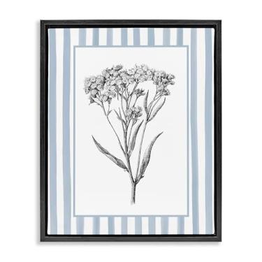 Imagem de Stupell Industries Vintage Herbs Blue Listrado Borda Preta Emoldurada Tela Flutuante Arte Design de Parede por Lettered and Lined, 21 x 17