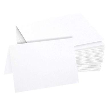 Imagem de Hamilco Papel grosso Linen Cardstock - Cartões dobrados em branco de 12,7 x 18 cm - Convites de saudação estacionários - Cartolina pesada de 36 kg para impressora - Pacote com 100