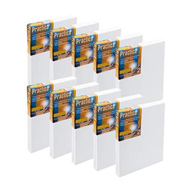 Imagem de Pratica Economy Artist Pré-esticado Algodão Bordas Pintáveis Sem Ácido 255 ml Pintura Primed Acrílicos e Óleos - 5/8" de profundidade [Caixa de valor de 20] BRANCO, Branco, 16x20, 1