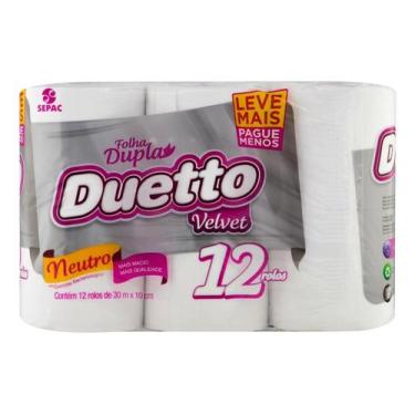 Imagem de Papel higienico Duetto Velvet folha dupla 30m 12 un