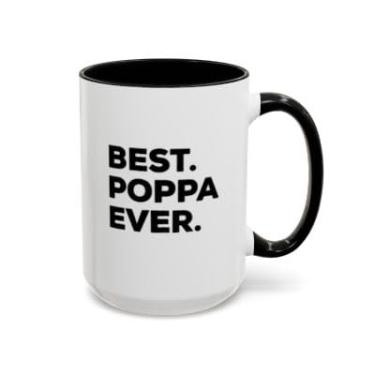 Imagem de Caneca de café Poppa Accent – Caneca engraçada de cerâmica para pai, presente de 325 g para pais, avôs ou papai - Ideia de presente de aniversário e Natal (preta, 425 g)