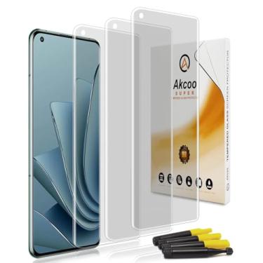 Imagem de Akcoo Protetor de tela fosco para OnePlus 10 Pro, conjunto UV de vidro temperado - pacote com 3, antirreflexo, anti-impressões digitais, toque suave, resistente a arranhões 9H