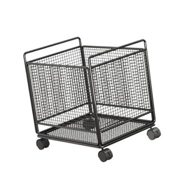 Imagem de YWJLQH Carrinho de cesto de roupa suja, cesto de roupa suja com rodinhas, organizador prático de arame de metal para fácil mobilidade, de suja para entrada, Preto, M