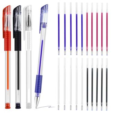 Imagem de Bcautay Caneta apagável aquecida de 4 cores com 20 refis canetas de marcação de tecido apagáveis a quente para costura, acolchoada, bordado e costura