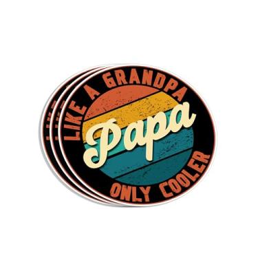 Imagem de (3 peças) Papa Like A Grandpa, Only Cooler Sticker Funny Quotes Vinyl Decal Stickers Gift for Dad Father Grandpa Grandfather for Tumbler Laptop Water Bottles Books Phone - Tamanho 3x3