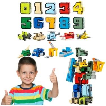 Imagem de Brinquedo Educativo de Montar Números Vira Robô Megazord de Números