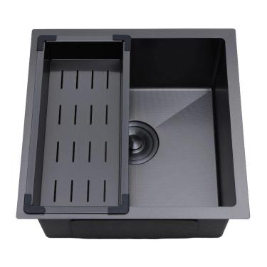 Imagem de Cuba Gourmet para Cozinha Aço Inox 304 Texturizado 44x44cm Preto Terena