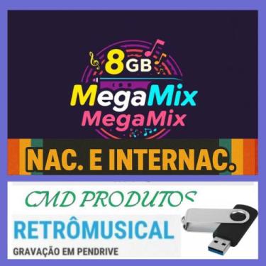 Imagem de Pen drive 8gb com Músicas = MegaMix e Mix (Nac. e Internac.) Anos 70's