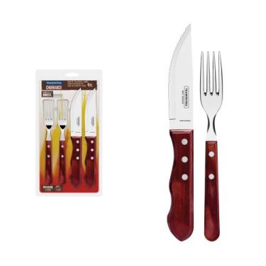 Imagem de Jogo de Talheres Jumbo para Churrasco Tramontina em Aço Inox com Cabo 