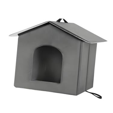 Imagem de Generic Casa para gatos ao ar livre, isolada, fácil de montar, cama para cães, à prova d'água para celeiro, caverna versátil para animais de estimação, Gray M