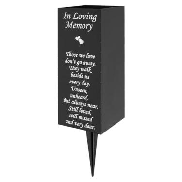 Imagem de ZJRDYYK Porta-flores de metal para cemitério com pontas no chão, vaso de túmulo para cemitério, porta-flores memorial para túmulo (em memória amorosa)