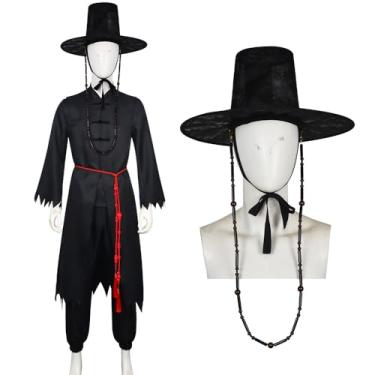Imagem de Aliceeeysheep Roupas masculinas Sajaboy cosplay pretas boybands Jinu fantasia chapéu de corda completo Halloween, Preto, G