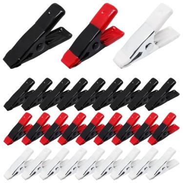 Imagem de GDFYMI 30 peças de grampos de mola de 5 cm de metal pequenos grampos para artesanato fotografia de marcenaria (preto/vermelho/branco)