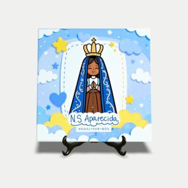 Imagem de Quadro em azulejo 15x15cm Fé N.S Nossa Senhora Aparecida 25EI
