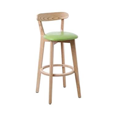 Imagem de GRFIT Cadeira de bar requintada cadeira de bar de madeira moderna simples banco alto encosto cadeira de mesa restaurante ilha banco ajustável bancos de bar (cor: 1)