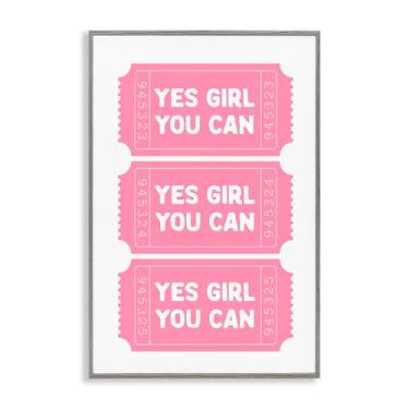 Imagem de Stupell Industries Yes Girl You Can Tickets Arte giclée emoldurada cinza, design por Lettered and Lined, 24 x 16