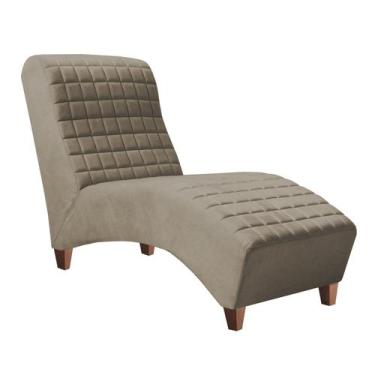 Imagem de Divã Longue Chaise Pés Madeira Freud Zari - Zari Decor, Velutto Cappuc