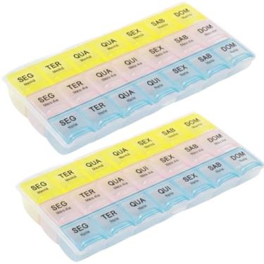 Imagem de Kit 2 Porta Comprimidos Semanal 3x ao Dia – Organizador de Remédios Diário Compartimentos Manhã, Tarde e Noite Ideal para Viagem, Idosos e Rotina de Medicamentos