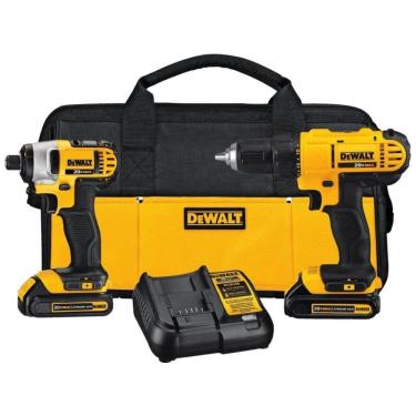 Imagem de Kit de Furadeira Elétrica 20V, DCK240C2, DEWALT Brush, Amarelo